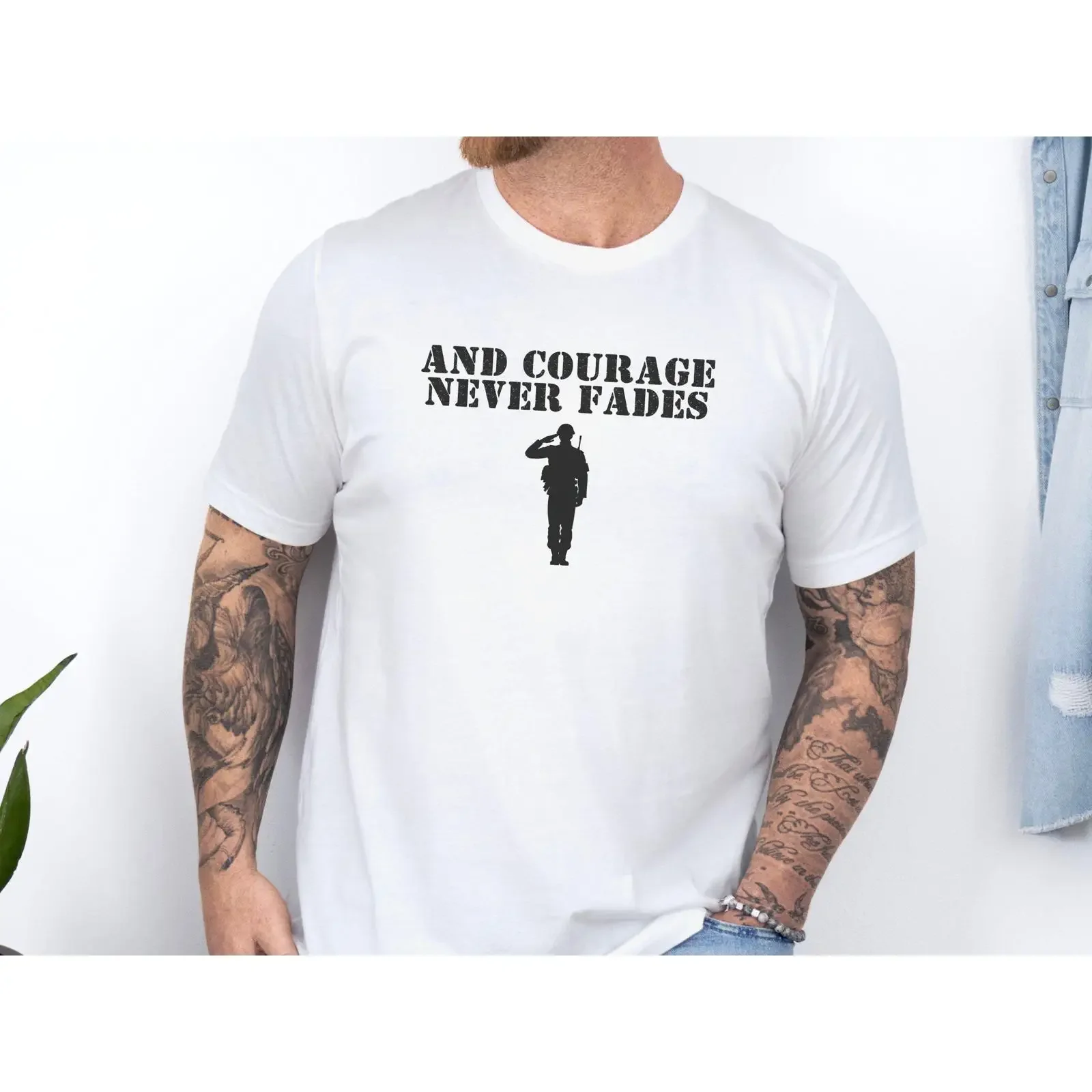 T-shirt militaire pour hommes, « et le courage ne s'est jamais évanoui », hommage aux forces armées, héros, décontracté, vintage