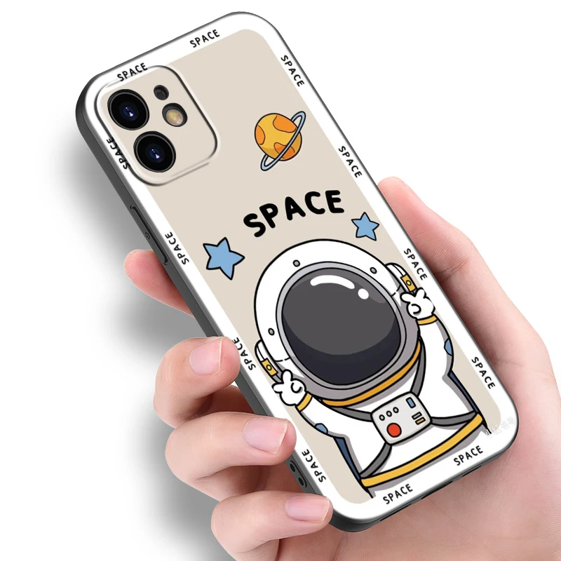 Cartoon Space Astronaut Black Phone Case For Honor 200 90 Lite X7B X6 X8B X6A X6S X7A X8A X9A X9B X5 Plus 70 20Pro 10Lite Cover