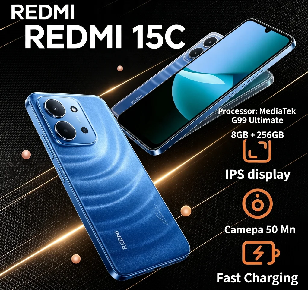 Redmi 15C Unlocked Android Smartphone 2026 8 GB 256 GB Dual SIM Dual Standby Feature Official Authentic Product
