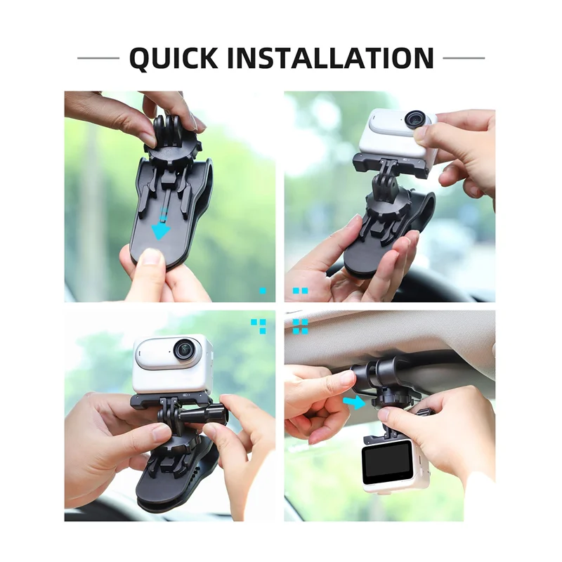 AF91-For  GO3 Car Visor Bracket 360° Rotation Sports Camera Clip Action Camera Parts Accessories
