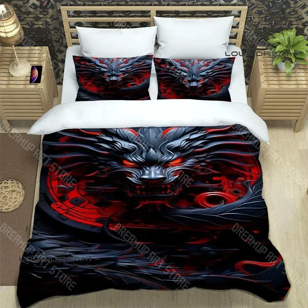 

3D Retro dragon printed Bedding Sets exquisite bed supplies set duvet cover bed comforter set bedding set luxury birthday gift