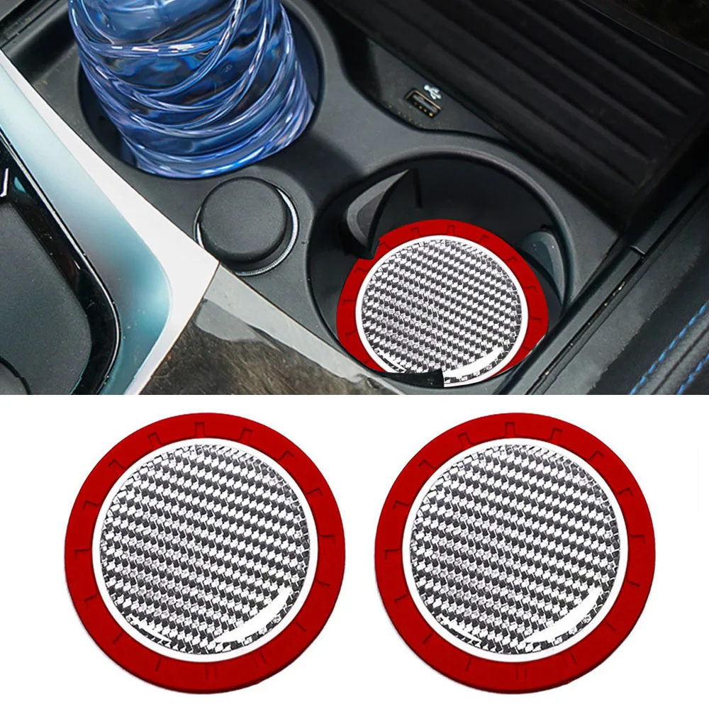 

2pcs Car Water Cup Waterproof Pad Universal Car Armrest Box Cup Pad Car Anti-slip Decorative Mat Auto Interior Accessories