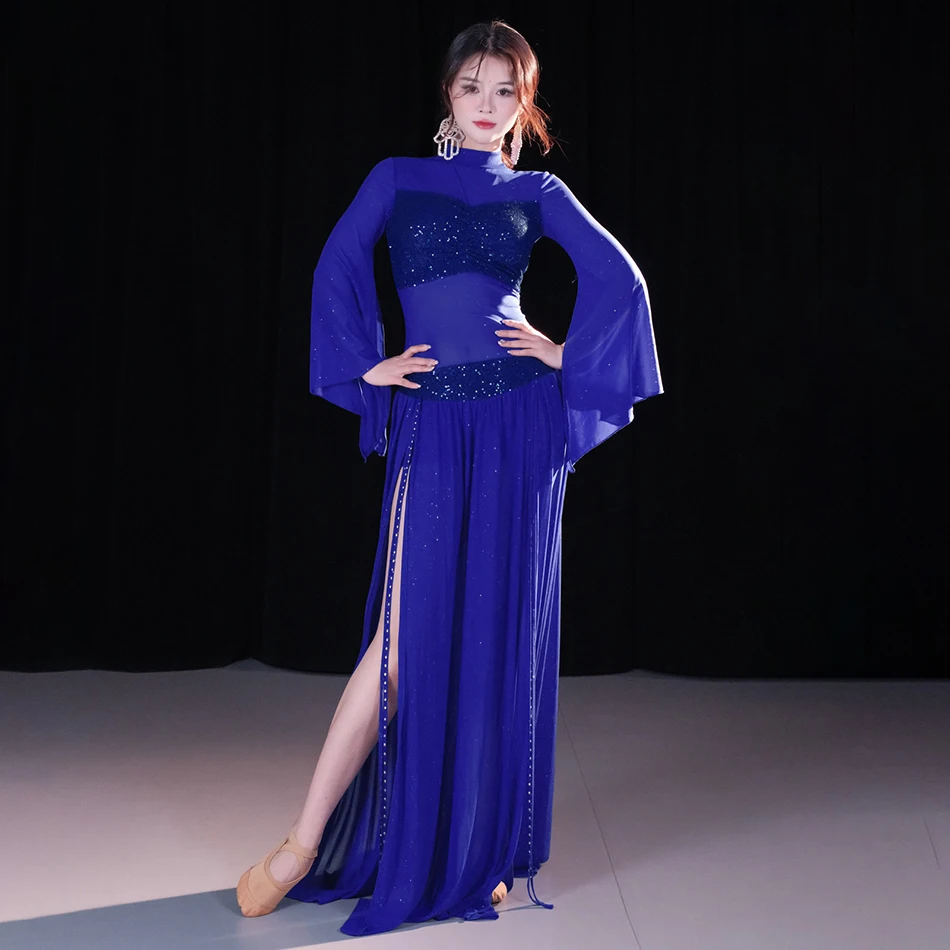 أزياء الرقص الشرقي أزياء تناسب غطاء شبكي للبطن للنساء البالغات ملابس أداء المسرح زي ممارسة الملابس