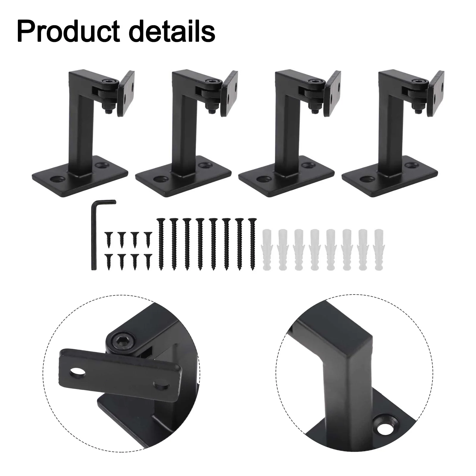 

4 шт. регулируемый кронштейн для перил, железный настенный держатель для перил для лестницы, прихожей, офиса, уличной поддержки