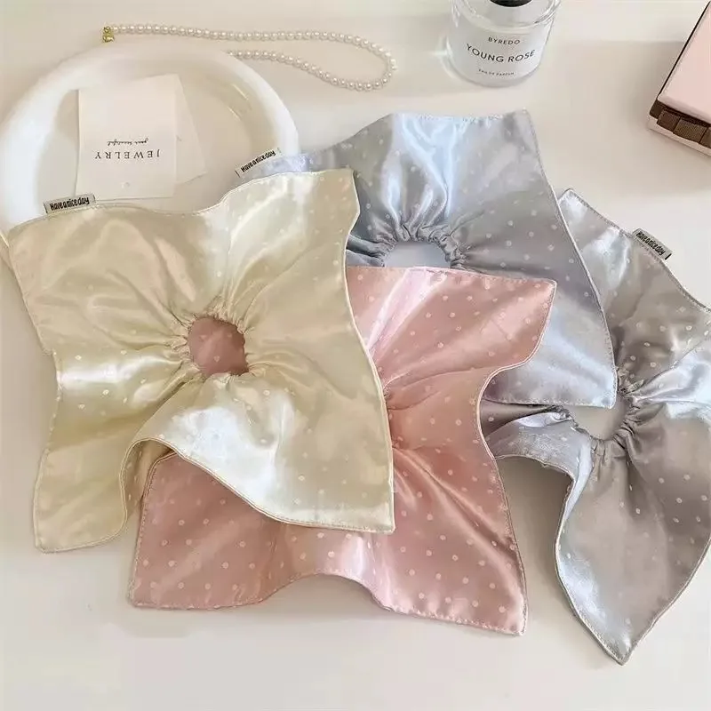 

Polka Dot Satin Square Scarf Hair Tie — An Elegant And Stylish Women'S Hair Accessory, Suitable For Everyday Wear Or Parties