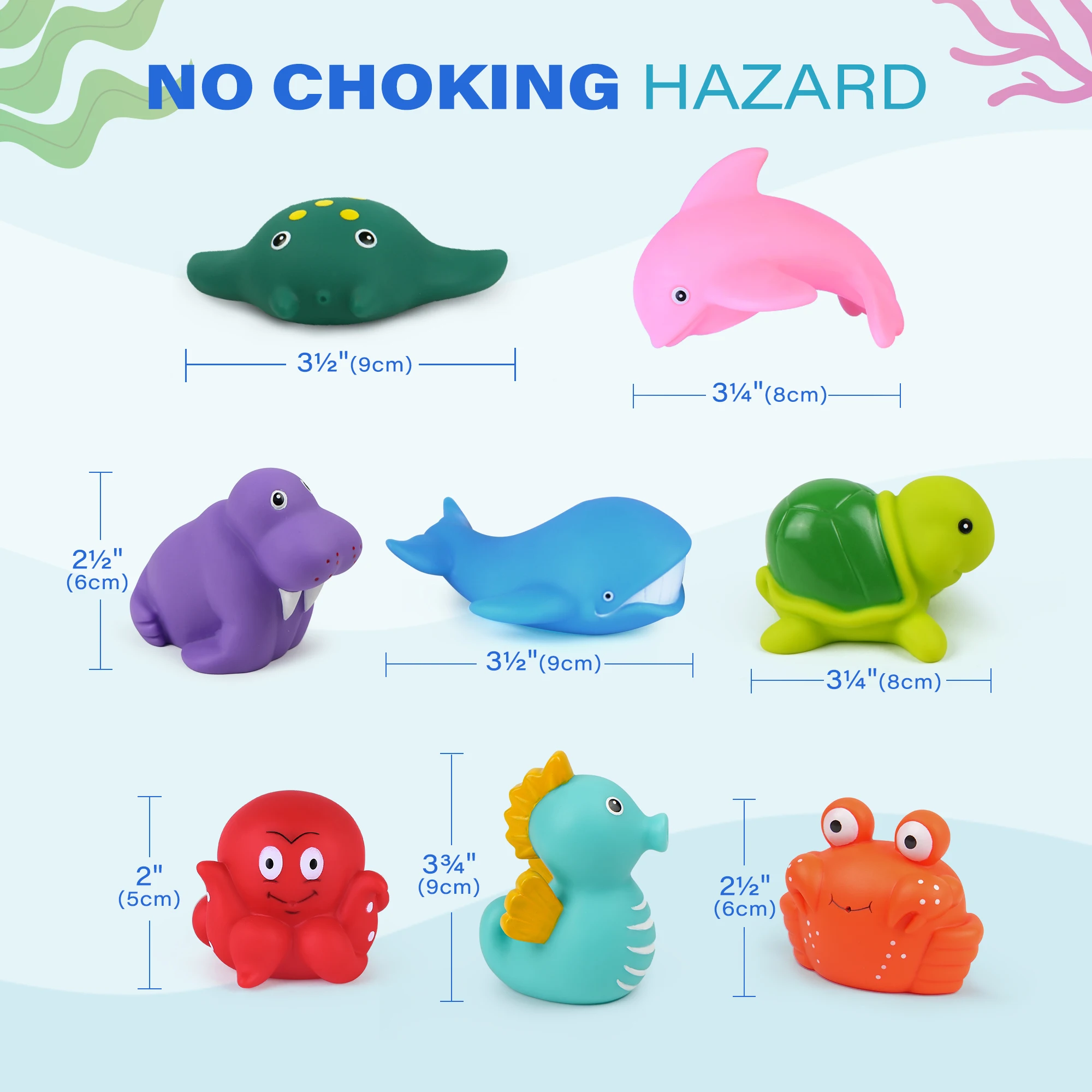لعبة حمام LotFancy، 8 قطع ألعاب حمام خالية من القالب للأطفال من الأعمار، ألعاب حمام للأطفال بدون ثقوب للأطفال الصغار، ألعاب حوض استحمام على شكل حيوانات بحر المحيط