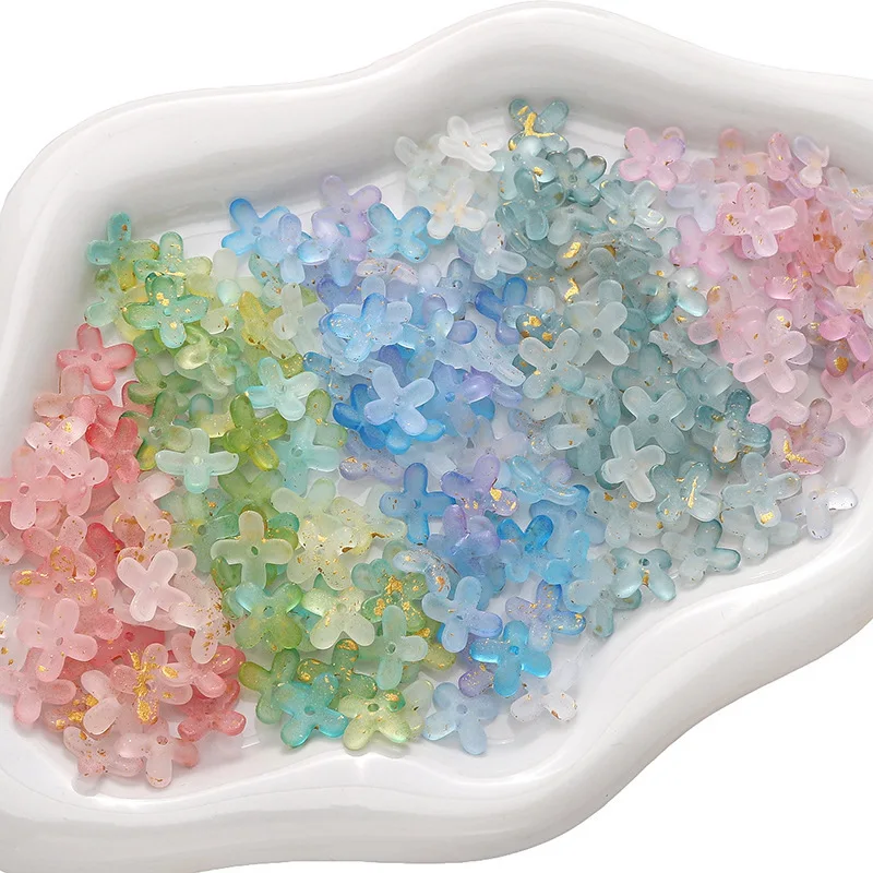 10/50g Acryl-Perlen mit 4 Blütenblättern in verschiedenen Farben, lose Abstandsperlen für DIY-Schmuckherstellung von Halsketten, Armbändern und Accessoires – Detail 2