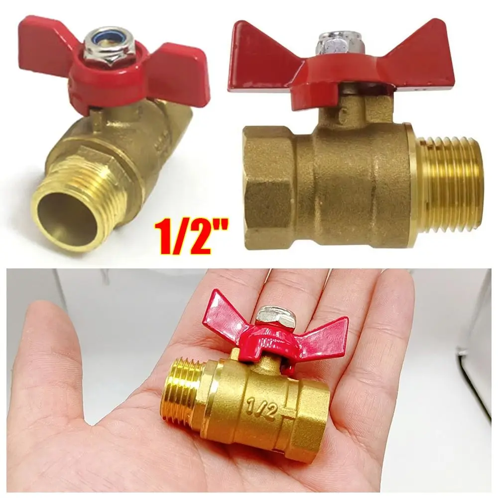 1Pcs Durable Brass Shut Off Valve Butterfly Stem Heavy Duty Butterfly Valve Full Flow 1/2