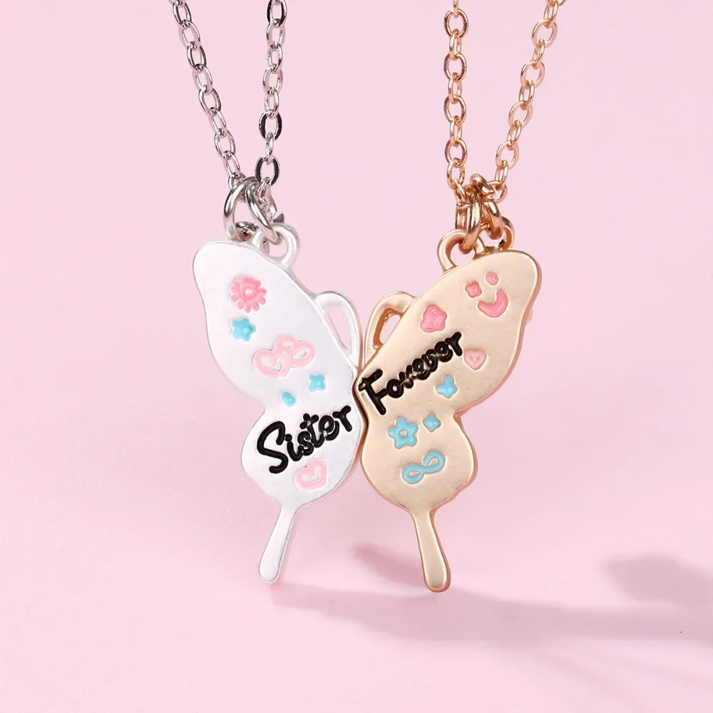 Winoneday 2Pcs/set Cute Animal Unicorn Pony Koala Butterfly Best Friend Necklace BFF Friendship Jewelry Gifts for Girls view 2
