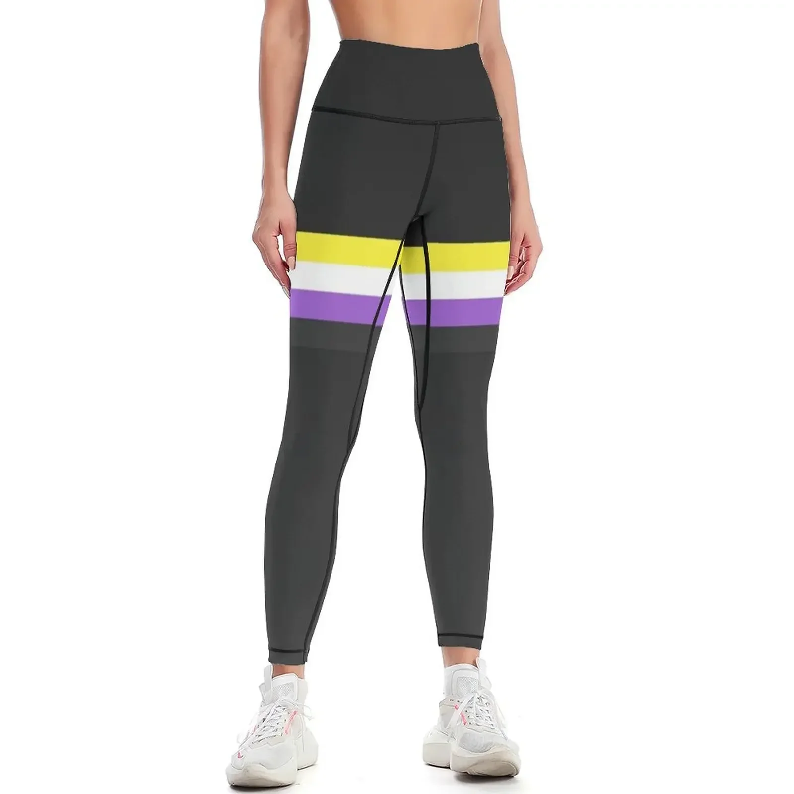 

Non-binary Pride Stripe Leggings gym's sportswear Golf wear Sports pants for Sports female Womens Leggings