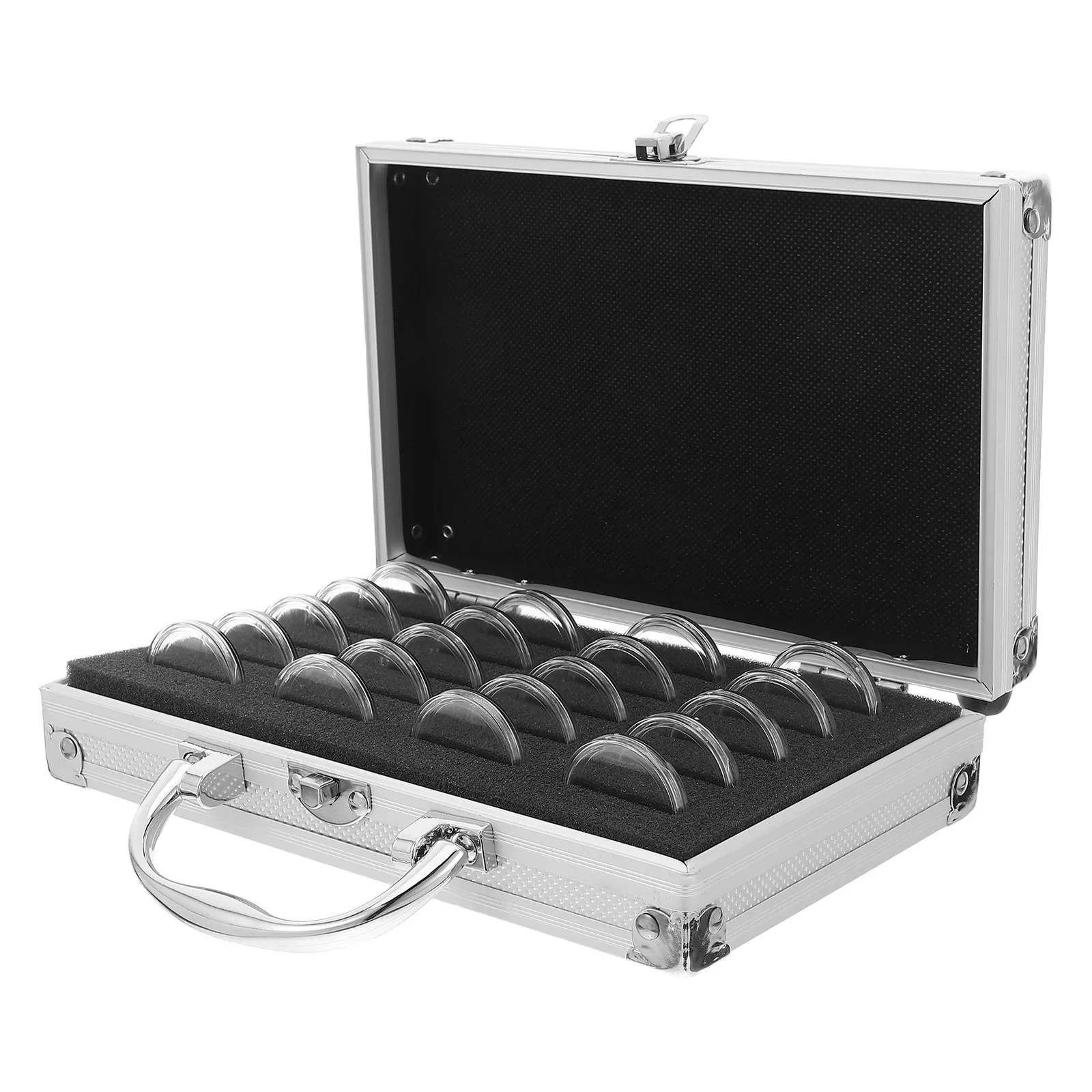 Coin Storage Box Portable Metal Organizer Transparent Lid Display Case Collection Holder for Medals Coins Coin Box