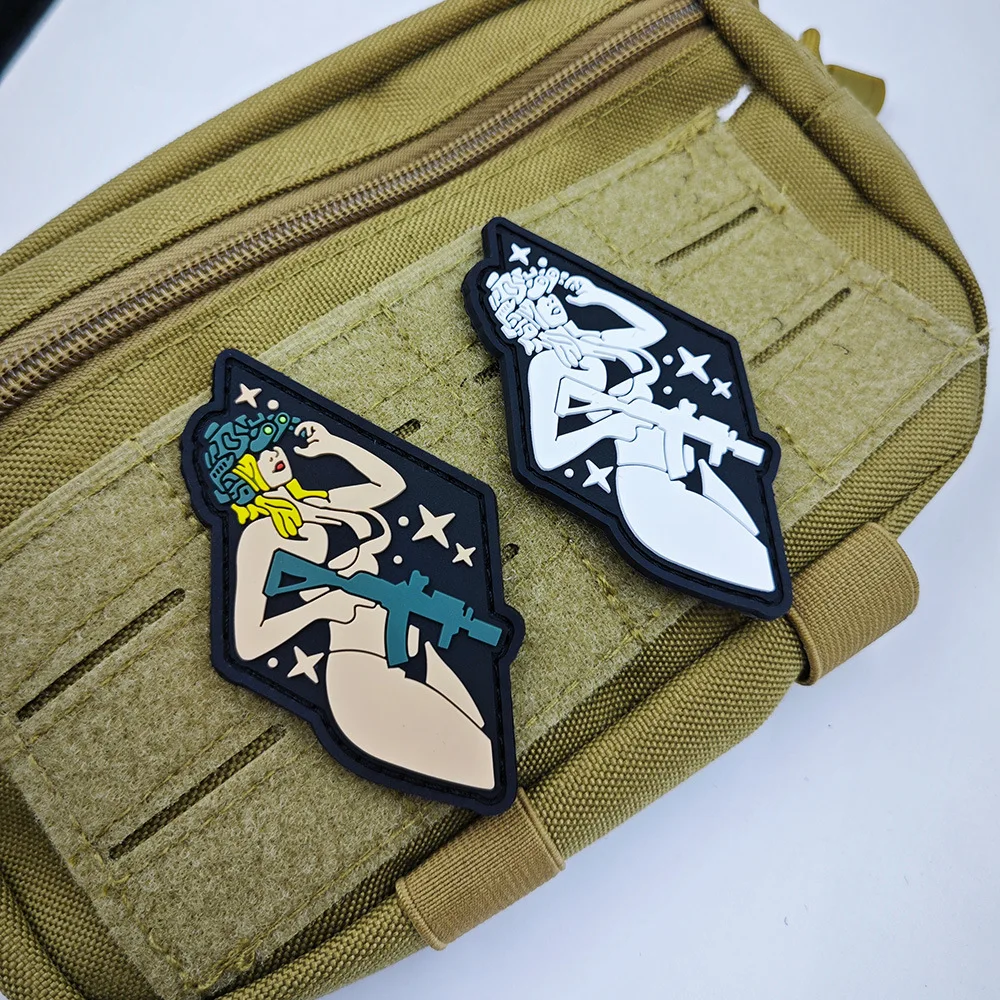 PVC Cat Patch on Clothes Morale Badge Military Tactical Patches Backpack Hook and Loop Stickers Applique for Clothing