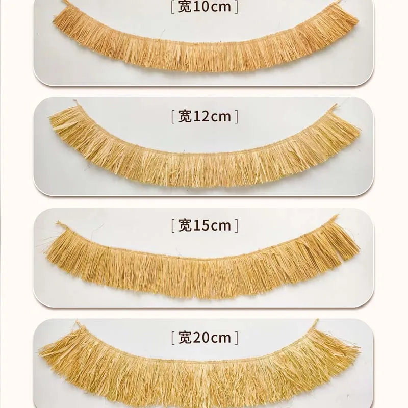 Boho Natural Raffia Tassel Fringe Trim Raffia Skirt Accessory Decorative Fringe For Straw Hat DIY Craft Home Wall Decor