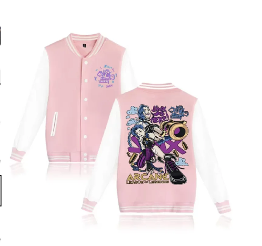 Arcane/Jinx Hoodie Baseball Jacket Women Men Baseball Uniform Jackets Men Clothes Top for Game Lover