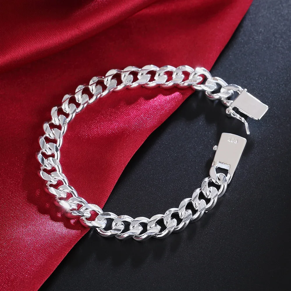 New 925 Sterling Silver Exquisite 10mm Bracelet For Men Women Wedding Fashion Charm Birthday High Quality Party Luxury Gifts