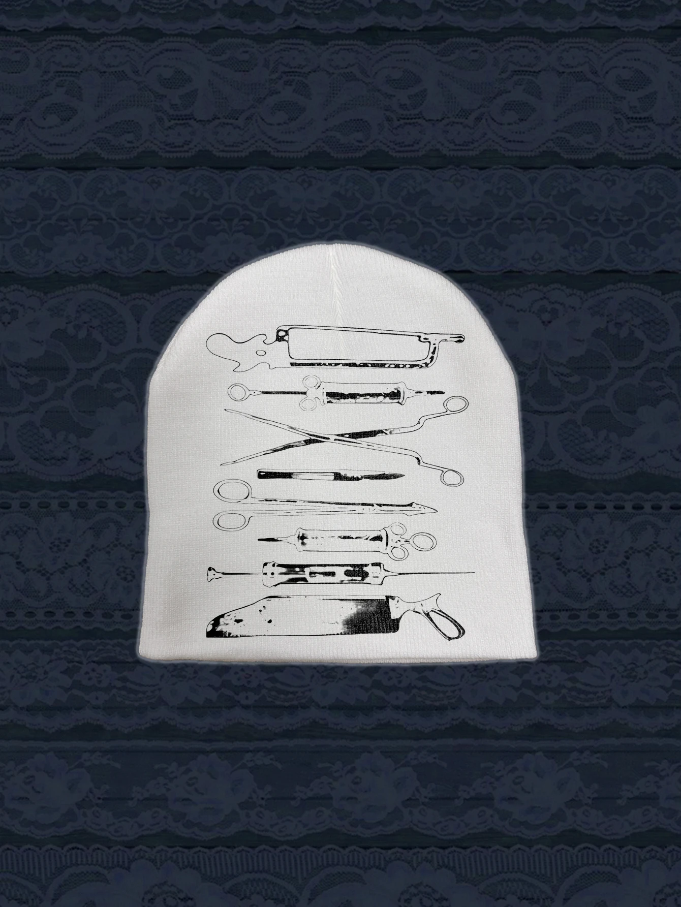 Topi Rajut Pola Serangga Monokrom Retro Estetika Gelap Gotik Topi Rajut Pola Serangga Hitam Minimalis Topi Rajut Hangat Musim Dingin Uniseks