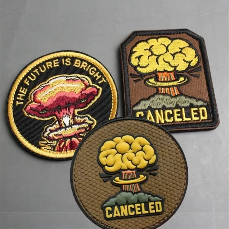 Canceled Nuclear Atomic Bomb Fallout Embroidered Patches Military Hook&Loop Tactical Emblem for Jackets Backpack Clothes Sticker