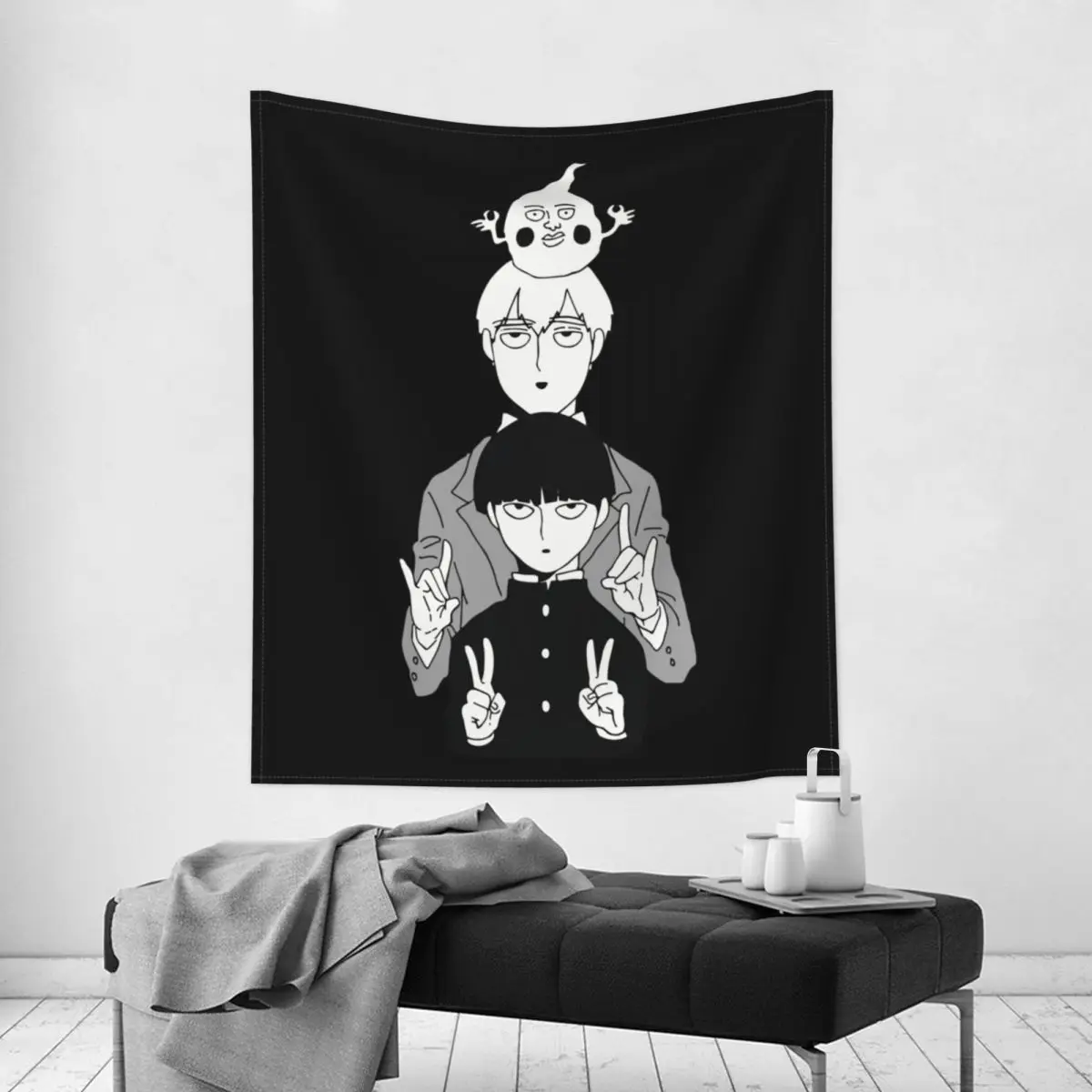 Shigeo And Reigen With Dimple Mob Psycho 100 Tapestry Wall Hanging Hippie Tapestries Anime Decoration Room Home Decor 95x73cm