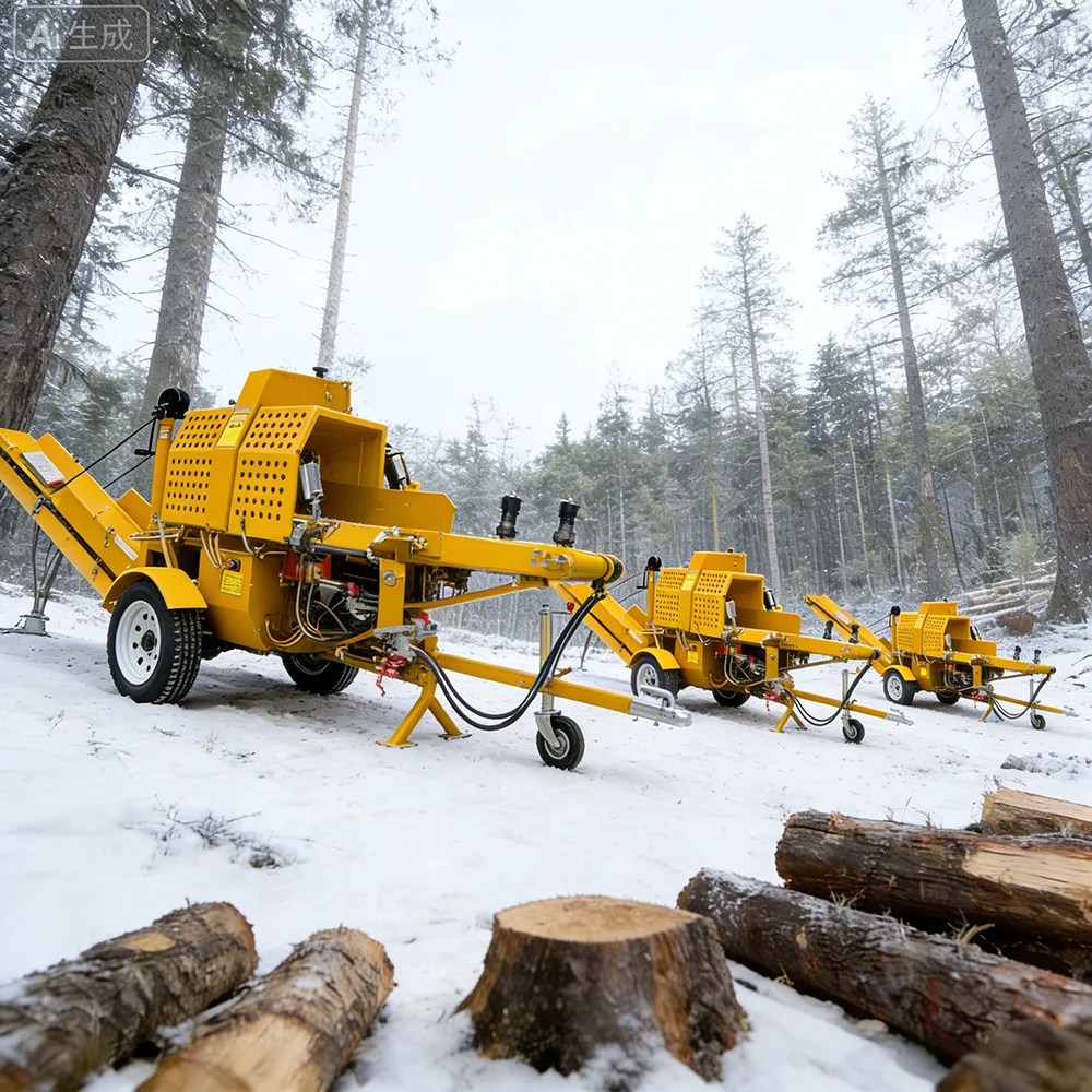 Reliable 4 Way Wedge Log Splitter 35T Diesel Wood Cutting Machine Professional Firewood Processor For Commercial Forestry
