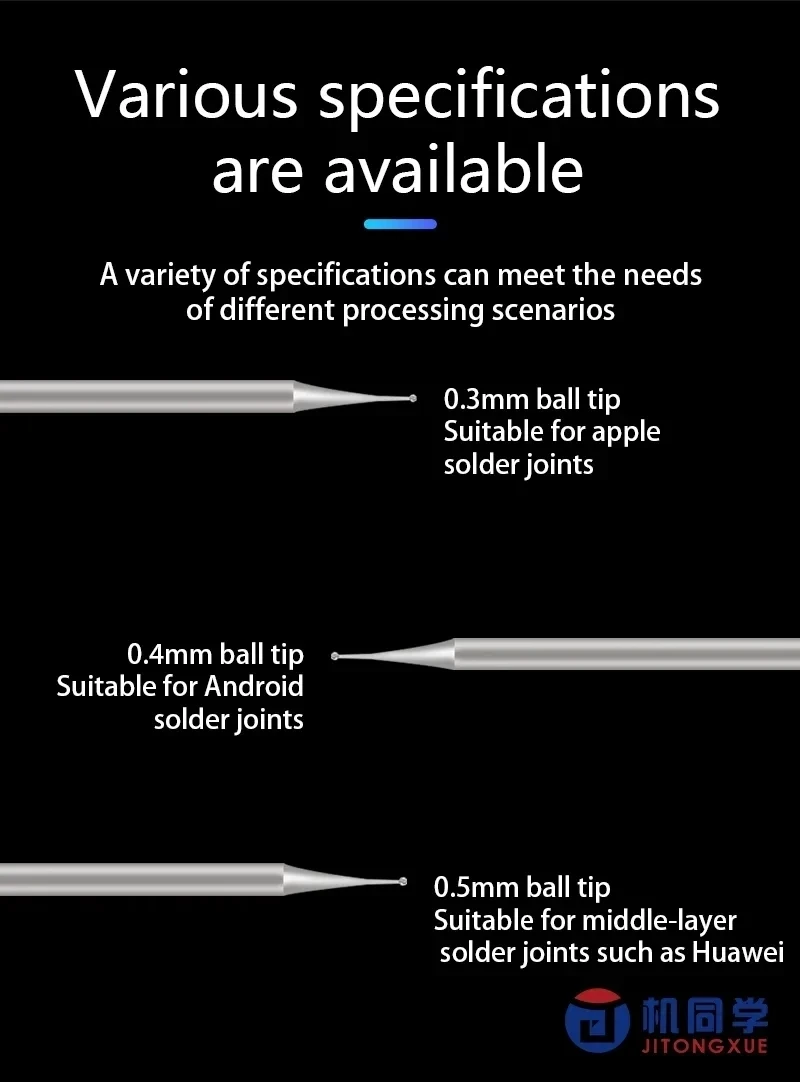 

JTX JS-03 Tungsten Steel Grinding Tip Solder Joints Polishing Tool for iPhone Android Motherboard Repair 0.3/0.4/0.5mm