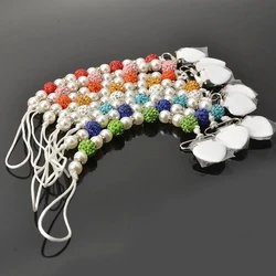 Baby Pacifier Clip Chain Bling Crystal Pearl Beads Pacifier Holder Clip Nipple Teether Clips Dummy Strap Kid Gifts Accessories