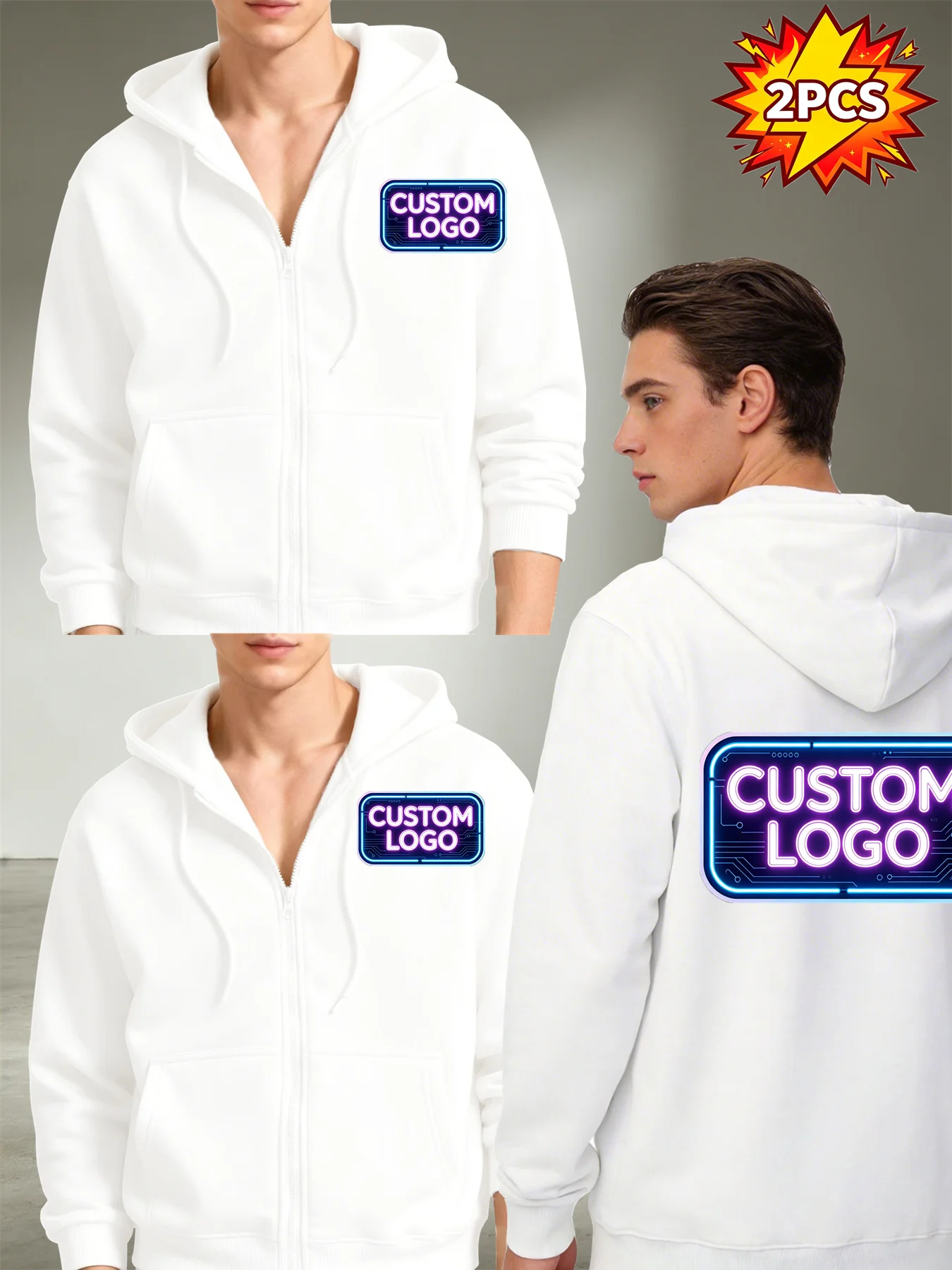 [Customization] 2-piece Zipper Jacket - Hooded Outerwear with Pockets, Personalized with Custom Images, Team Customization
