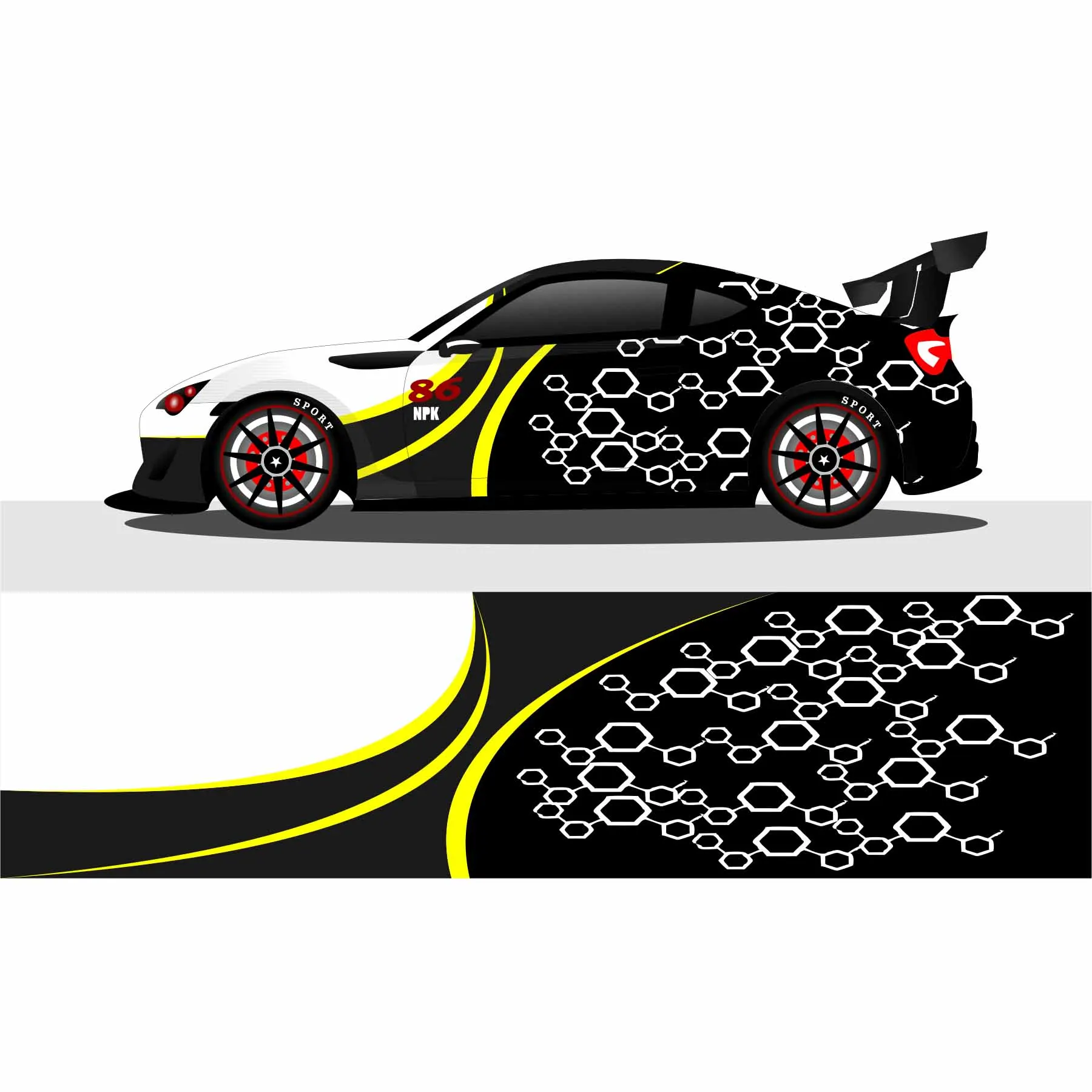 Car Full Wrap Sticker Car Decal Decorative Cut Body Racing Graphic Decal Vinyl Wrap Car Vinyl Design Height 58cm
