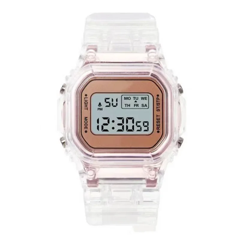 Montre numérique LED étanche pour hommes et femmes, montres de sport, bracelet transparent Shoous, carré électrique