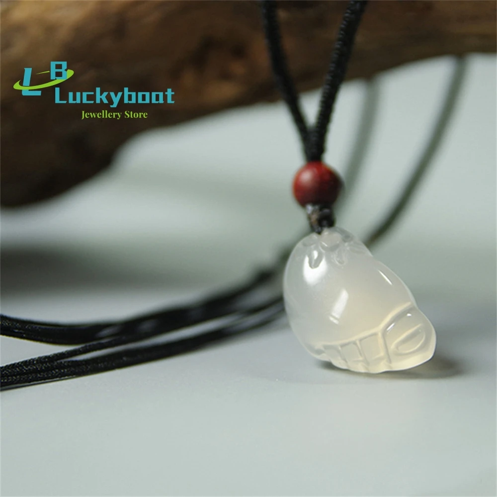 Natural Ice Seeded White Jade Pith Buddha Feet Satisfied Changle Little Feet Cute Baby Beauty Pendant Jade Pendant