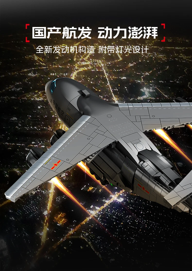 Y-20 ‌   Grand avion de transport ‌   Blocs de construction à Assemblage de Jet basé sur un transporteur, série militaire, modèle d'avion, briques, jouets pour garçons, cadeaux