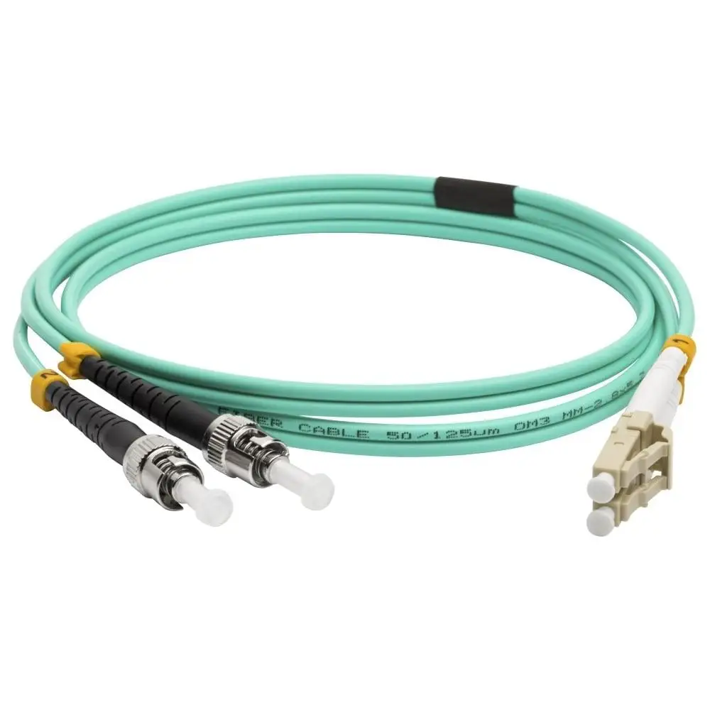 LC UPC to ST UPC Duplex Fiber Optic Jumper Assembly, OM3 50/125 Multimode LSZH 2mm Patch Lead for 10G LAN