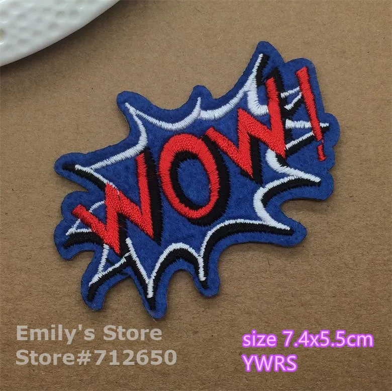 2017 New arrival 10 pcs WOW POW LOL words embroidered patch iron on Fashion Motif Applique Fabric cloth embroidery accessory