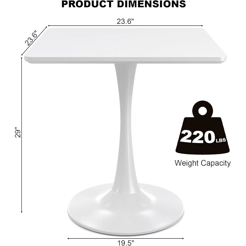Modern White Tulip Dining Table Small Pedestal Base 2 People Mid Century Kitchen Glossy Durable Easy Assembly Indoor Furniture