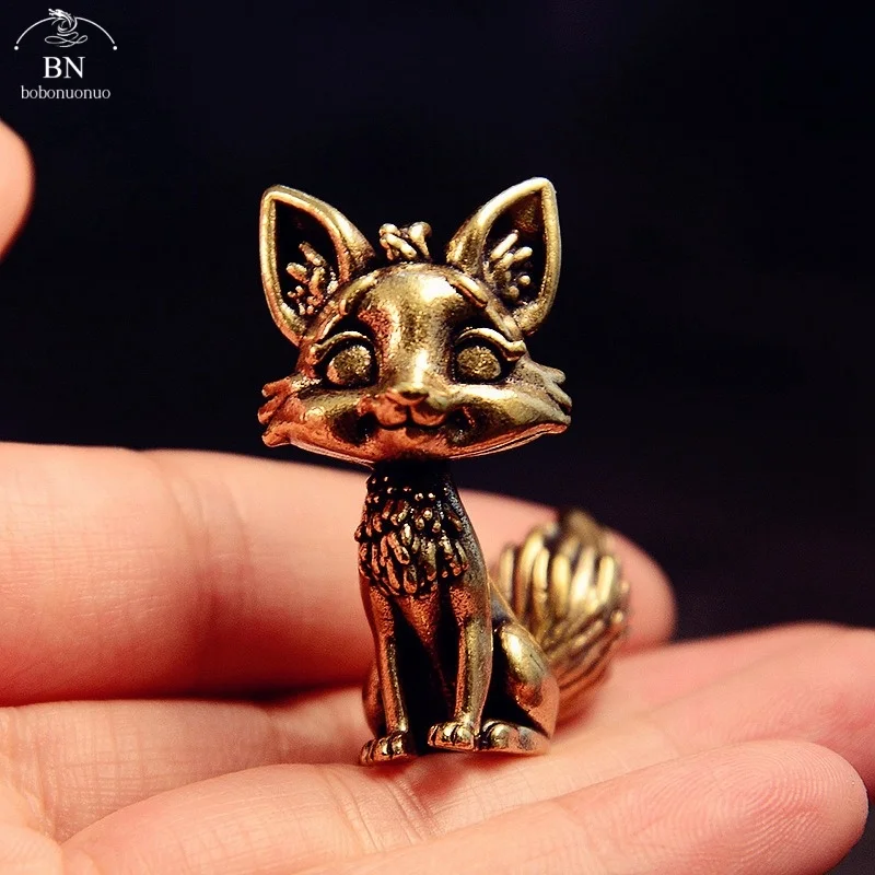 Brass Noble Cat Figurines Desktop Ornament Retro Animal Elegant Little Kitten Small Statue Home Decorations Crafts Accessories