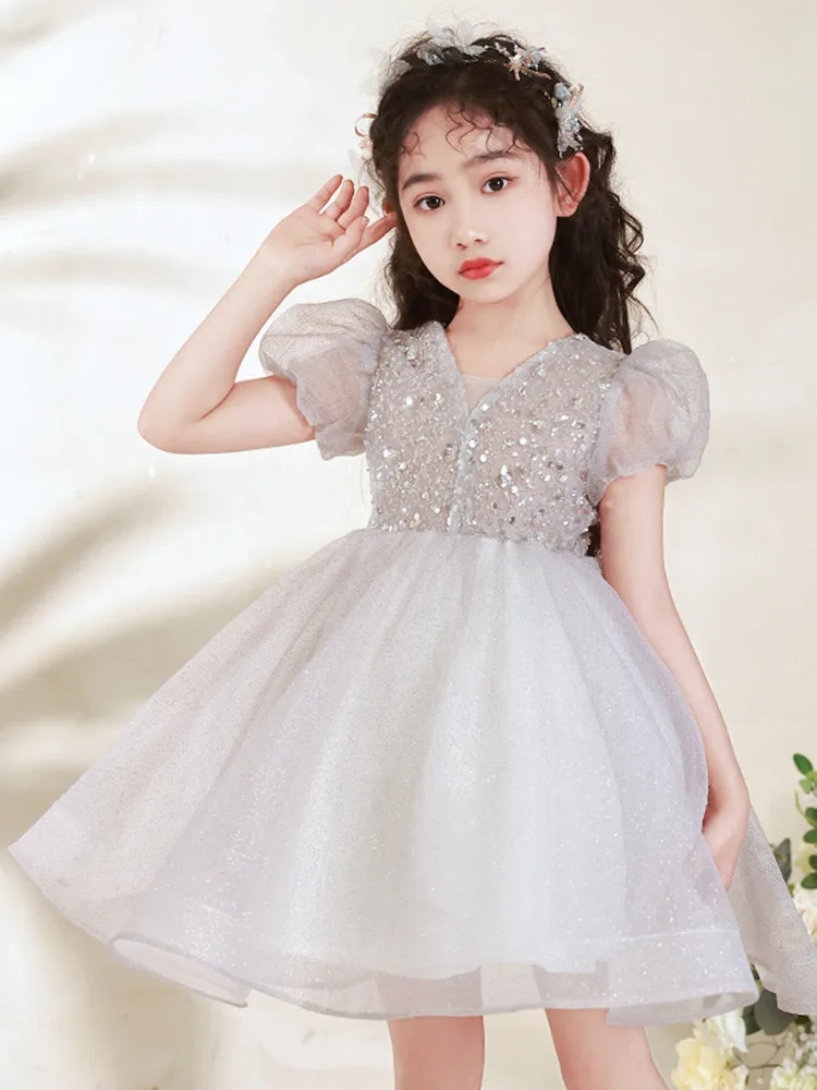 

Kids Princess Tulle Dresses for Girls Children Sequined Ball Gowns Toddler Birthday Wedding Frocks Baby Baptism Boutique Dress