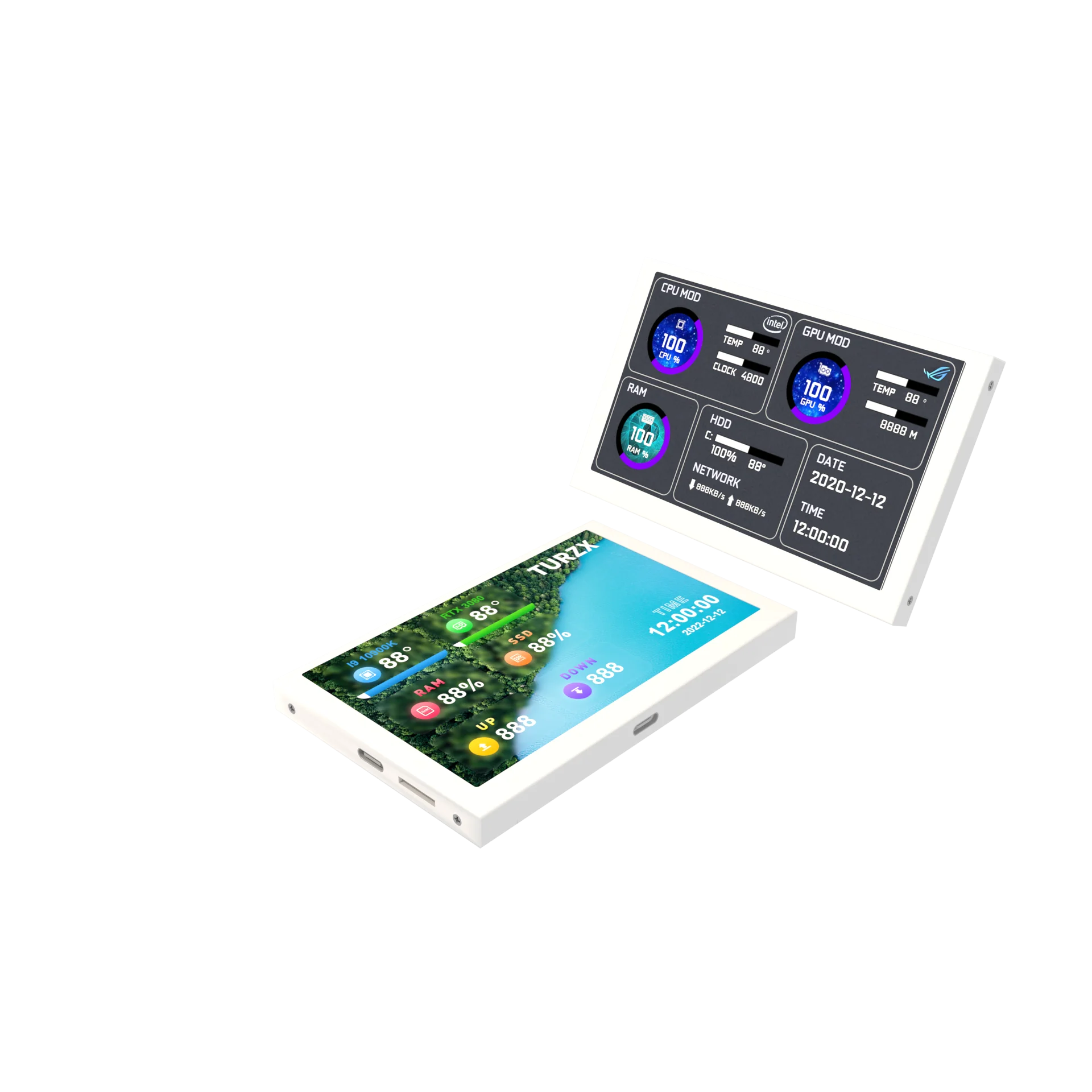 Monitor LCD IPS da 5 pollici Display 800*480 AIDA64 Supporto sottoschermo USB video dinamico 1080P