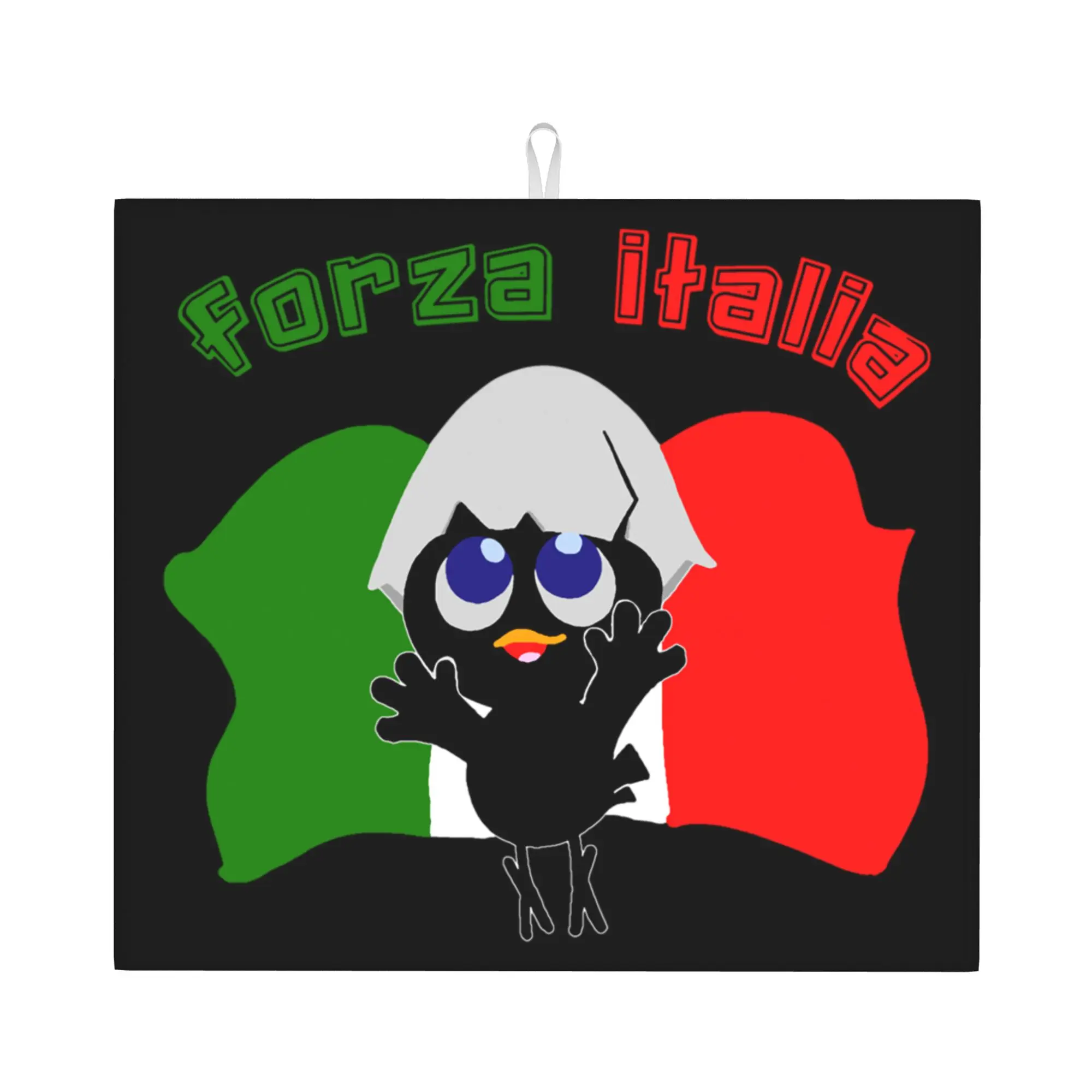 Drying Mat For Kitchen Calimero Forza Italia Poster Water Absorbent Waterproof Reusable  On Slip Kitchen Counter Protector Mat