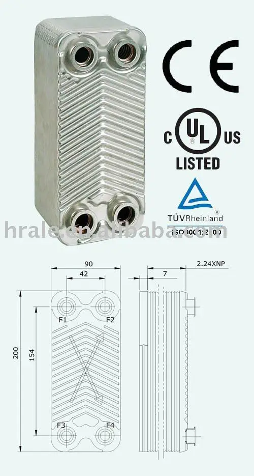 Excellent Performance HRALE Brand Plate Type Heat Exchanger 304 Stainless Steel Heat Transfer Condenser Heater Parts For
