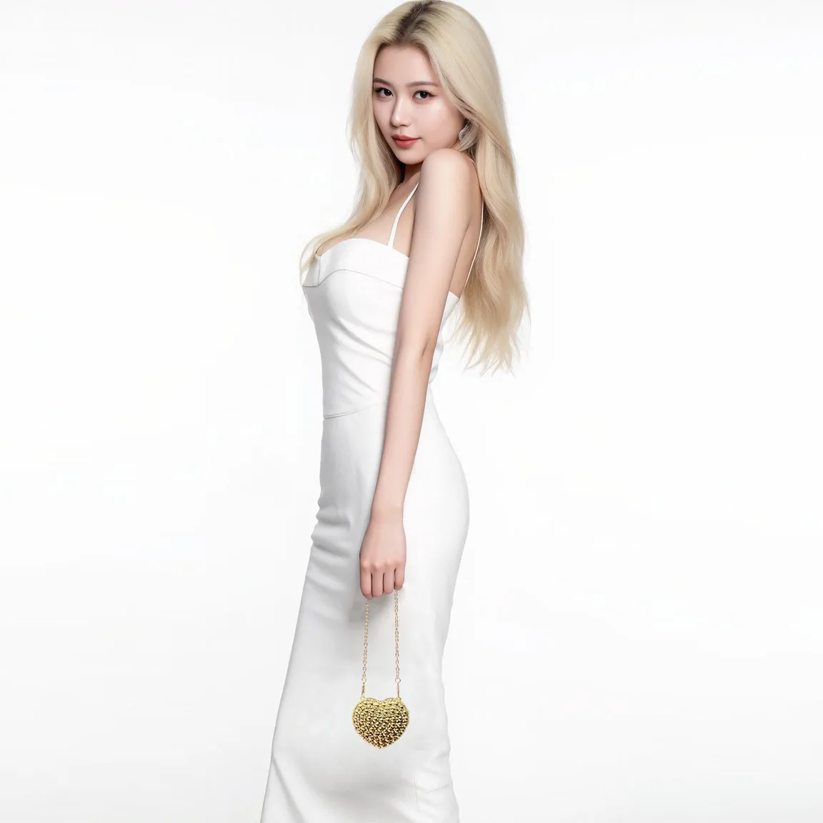 Luxury Rhinestone Crystal Clutch Purse Heart Shape Mini Handbag Diamond Chain Handle Shoulder Bag Women Wedding Evening Bags view 6
