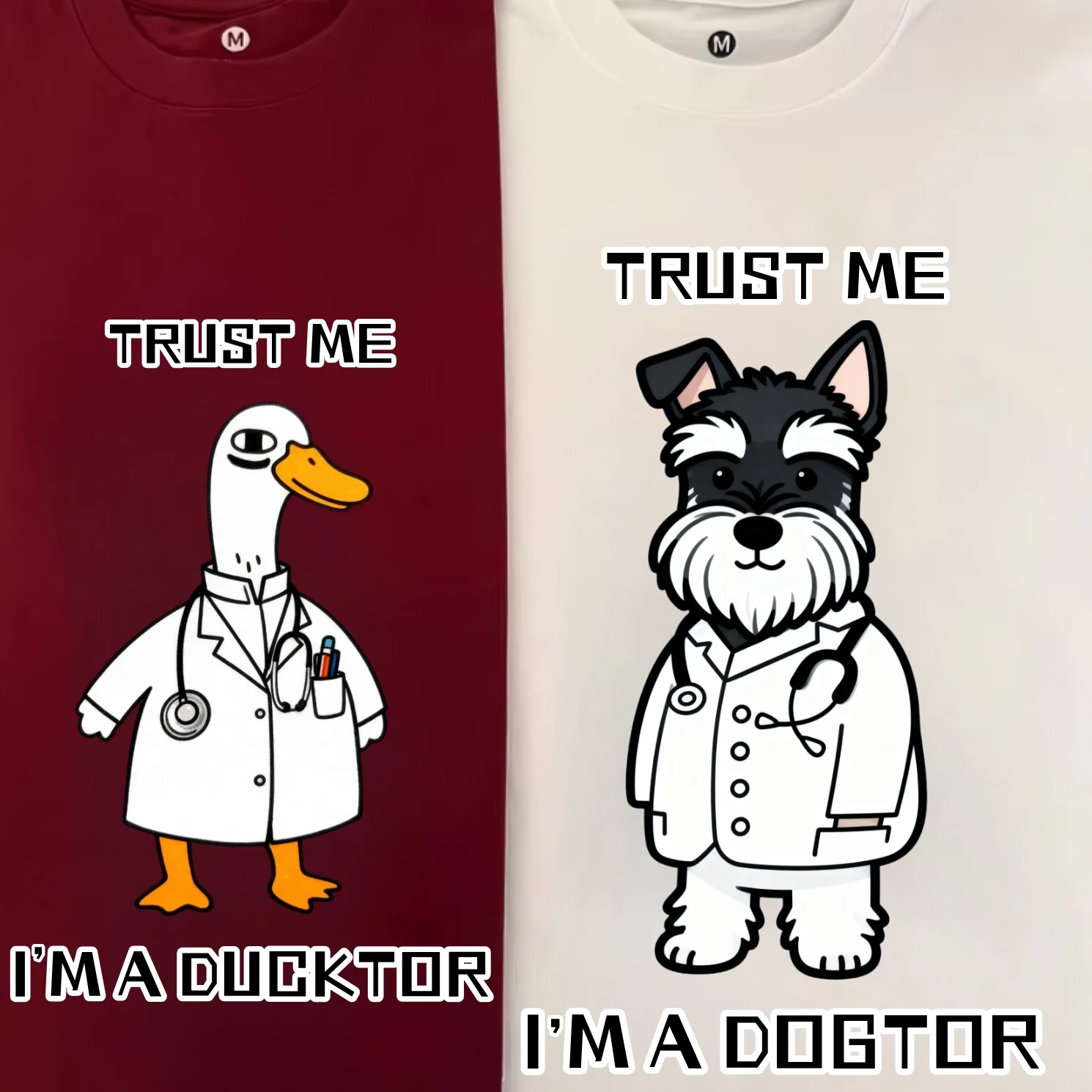 Unisex Loose Fit Short Sleeve Pure Cotton T-Shirt Grey Study Cartoon Laboratory Design Breathable Casual round Neck Top