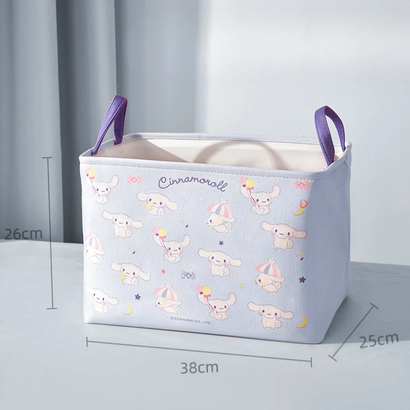 Kawaii Hello Kitty Cinnamoroll Large Storage Case Sanrio My Melody Foldable Storage Basket Kuromi Boxes Desktop Organizer Bins