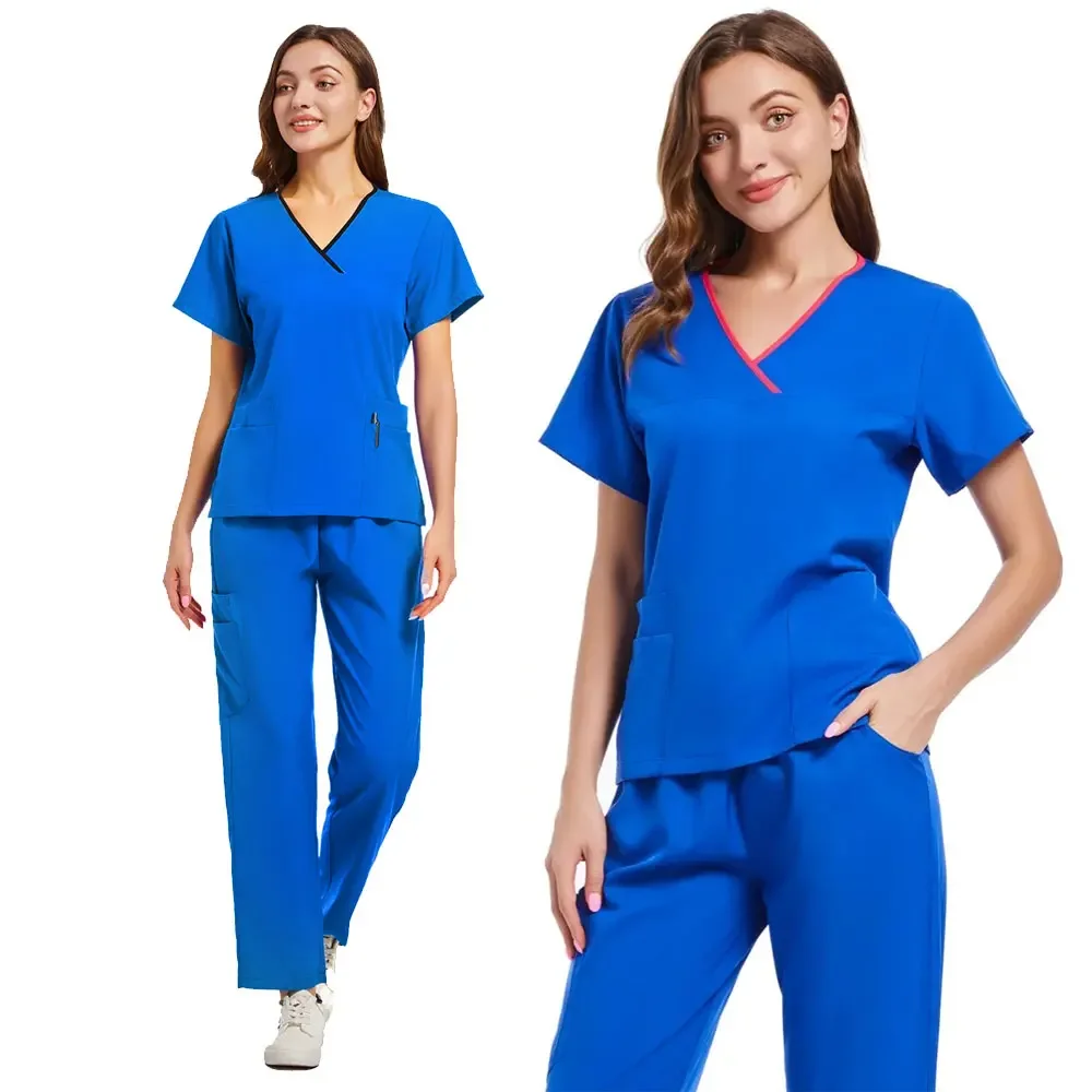 Uniformes cirúrgicos femininos, Artigos Superior e Calça, Conjuntos de Enfermeria de Enfermagem, Uniforme Médico, Esfoliante, Salão de Beleza Clínica, Fatos Hospitalares