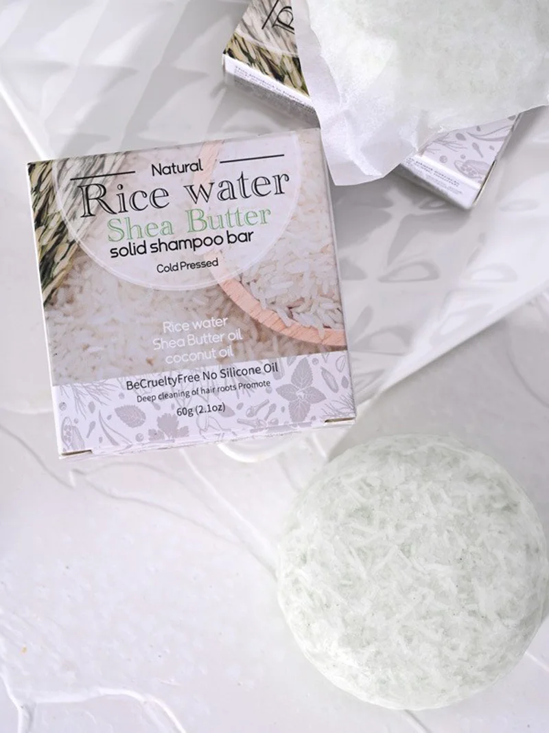 XF 60G Sampo Beras Batangan 100% Sabun Padat Organik Alami untuk Perawatan Rambut Anti-rambut Rontok dan Memperbaiki Rambut Rusak