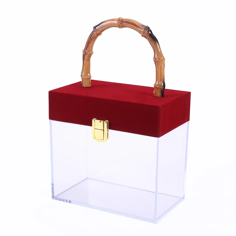 Transparent Acrylic Bamboo Joints Empty Gift Box Wedding Holiday Handheld Gifts Packaging Boxes Festival Package Bag