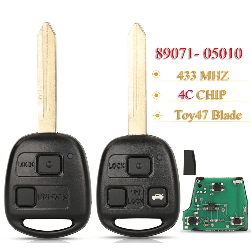 jingyuqin Smart Remote Control Car Key 433MHZ 4C Chip For Toyota Yaris Avensis Corolla Carina ETC P/N: 89071-05010 Fob TOY47