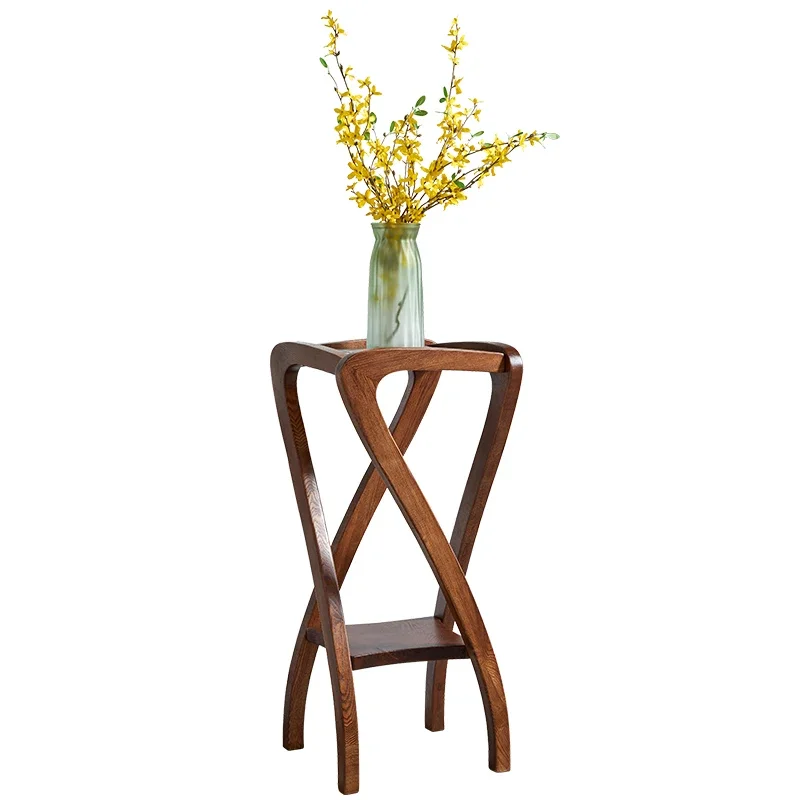 

American solid wood floor-to-ceiling living room balcony flower stand