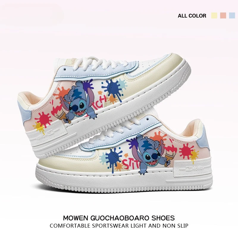 Cartoon Stitch Schoenen voor volwassen meisjes Witte sneakers Student Casual platte schoenen Lage staat wandelschoenen Dames sneakers