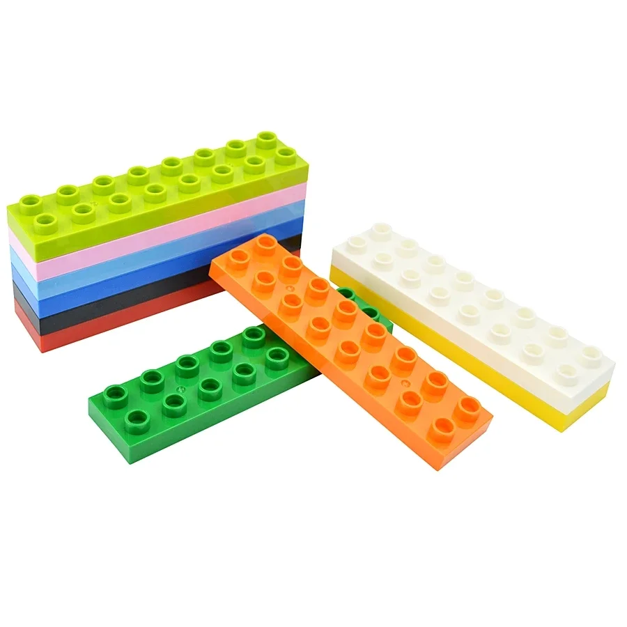 Duploes Big Size 2 x8 Dots Brick 5Pcs Thin Building Block accessori assemblati fai da te parte sfusa grandi particelle giocattoli per bambini