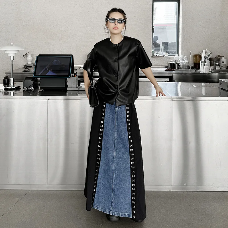 Tannt Women skirt long denim skirts Casual Leasure patchwork split Wholesale Dropship 2025 Y2k  Jeans For Summer Female Clothing