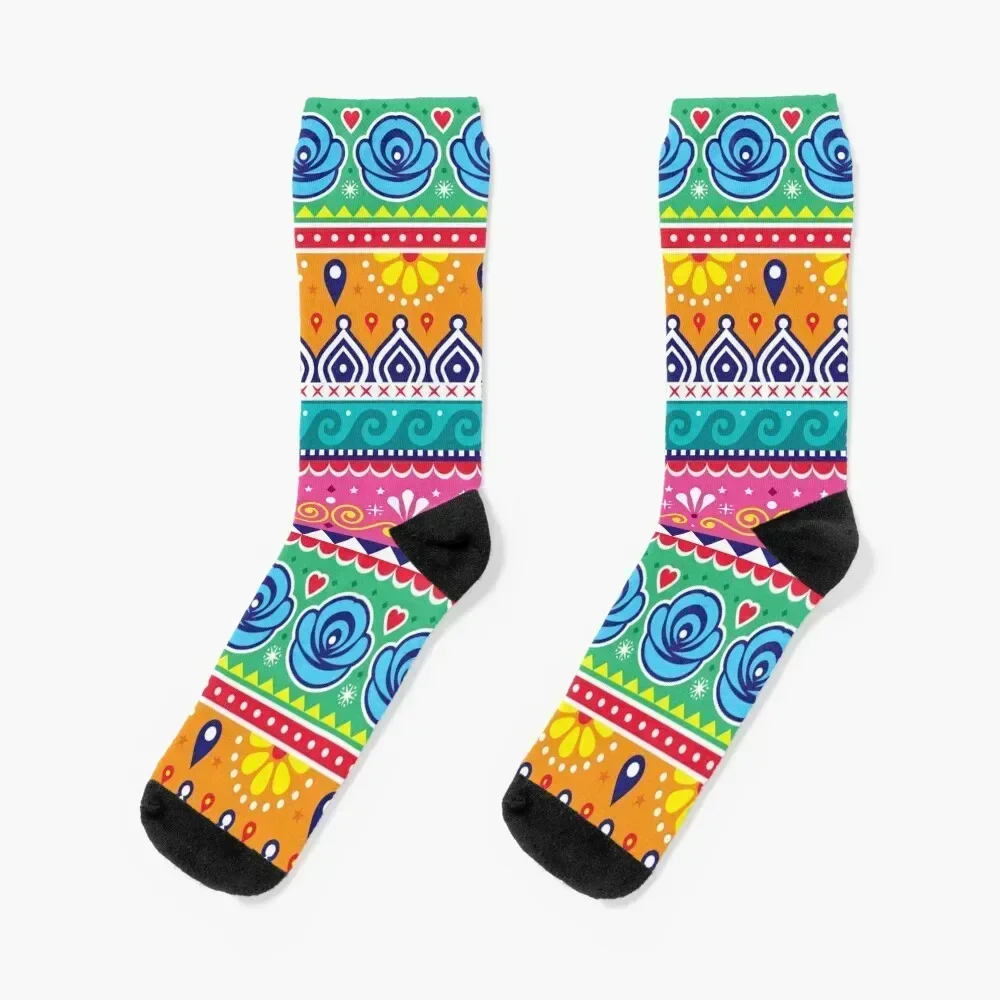 

Indian Rangoli - Traditional Festival Design - Colorful Ethnic Folk Artwork Socks Children's Run Non-slip Socks Ladies Men's